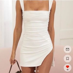 white mini dress with slit